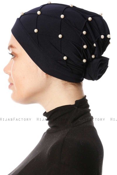Yaren - Marine Blå Crepe Chiffon Turban - Sehr-i Sal