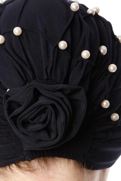 Yaren - Marine Blå Crepe Chiffon Turban - Sehr-i Sal