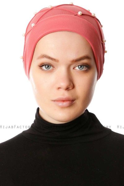 Yaren - Mørkrosa Crepe Chiffon Turban - Sehr-i Sal
