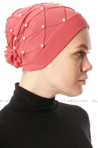 Yaren - Mørkrosa Crepe Chiffon Turban - Sehr-i Sal
