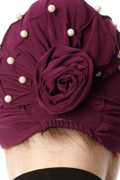 Yaren - Blomme Crepe Chiffon Turban - Sehr-i Sal