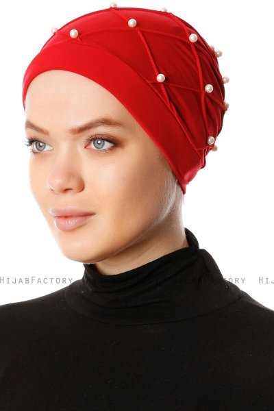 Yaren - Rød Crepe Chiffon Turban - Sehr-i Sal