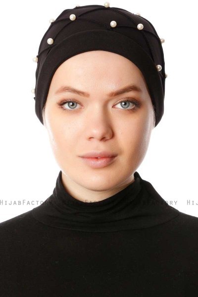 Yaren - Sort Crepe Chiffon Turban - Sehr-i Sal