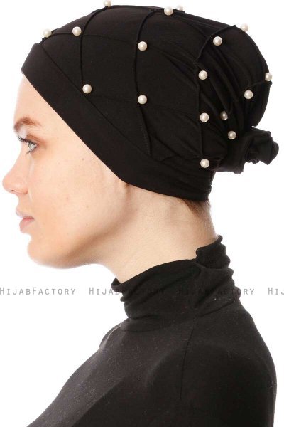 Yaren - Sort Crepe Chiffon Turban - Sehr-i Sal