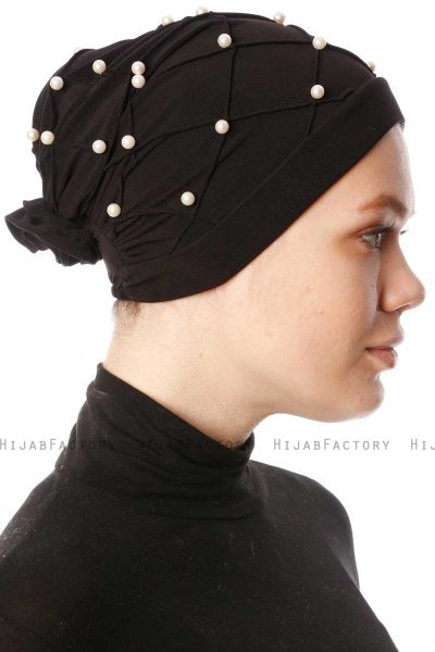 Yaren - Sort Crepe Chiffon Turban - Sehr-i Sal