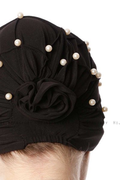 Yaren - Sort Crepe Chiffon Turban - Sehr-i Sal