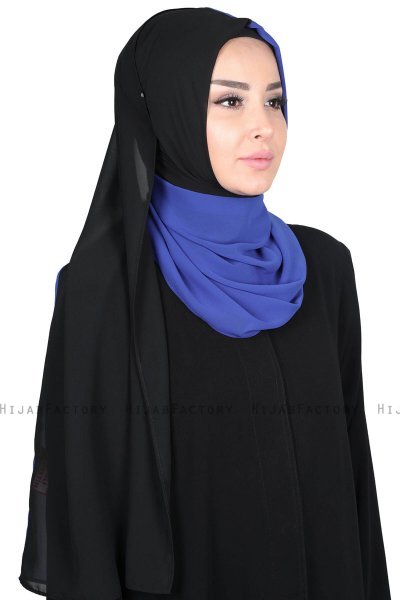 Ylva - Blå & Sort Praktisk Chiffon Hijab