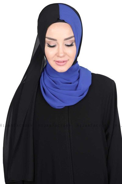 Ylva - Blå & Sort Praktisk Chiffon Hijab