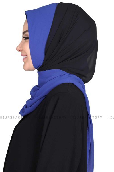Ylva - Blå & Sort Praktisk Chiffon Hijab