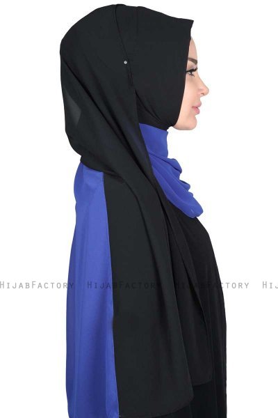 Ylva - Blå & Sort Praktisk Chiffon Hijab