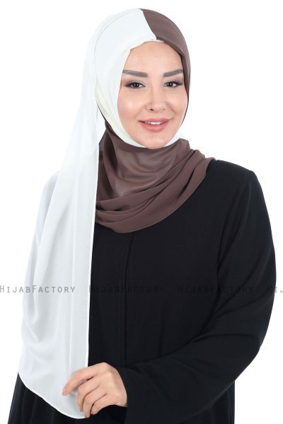 Ylva - Brun & Creme Praktisk Chiffon Hijab