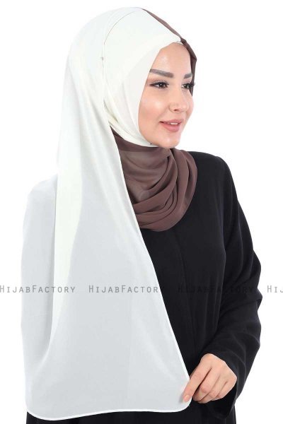 Ylva - Brun & Creme Praktisk Chiffon Hijab