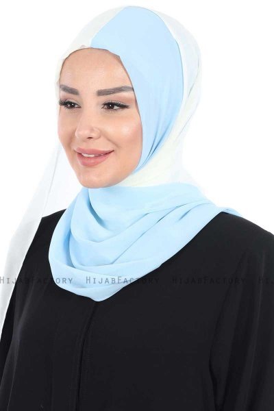Ylva - Creme & Lyseblå Praktisk Chiffon Hijab