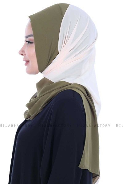 Ylva - Khaki & Beige Praktisk Chiffon Hijab