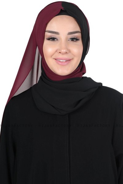 Ylva - Blomme & Sort Praktisk Chiffon Hijab