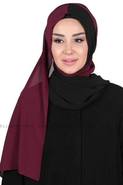 Ylva - Blomme & Sort Praktisk Chiffon Hijab
