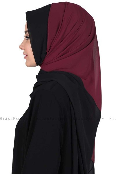 Ylva - Blomme & Sort Praktisk Chiffon Hijab