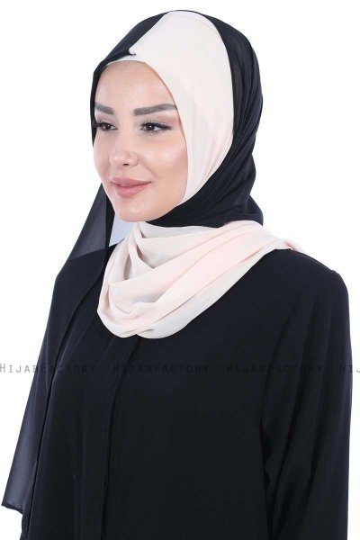 Ylva - Sort & Beige Praktisk Chiffon Hijab