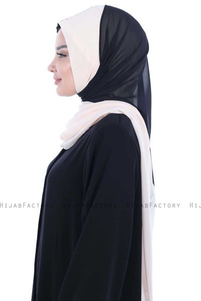 Ylva - Sort & Beige Praktisk Chiffon Hijab