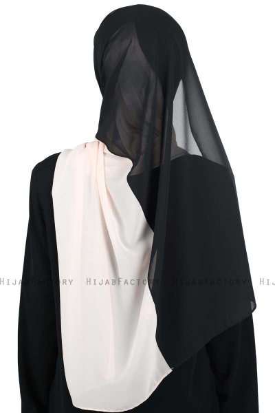 Ylva - Sort & Beige Praktisk Chiffon Hijab