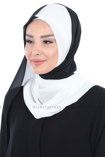 Ylva - Hvid & Sort Praktisk Chiffon Hijab