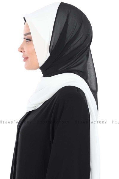 Ylva - Hvid & Sort Praktisk Chiffon Hijab