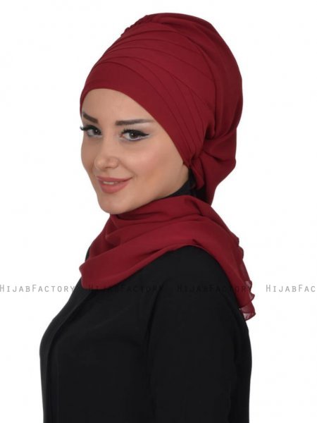 Zoe Bordeaux Chiffon Turban Ayse Turban 322807c