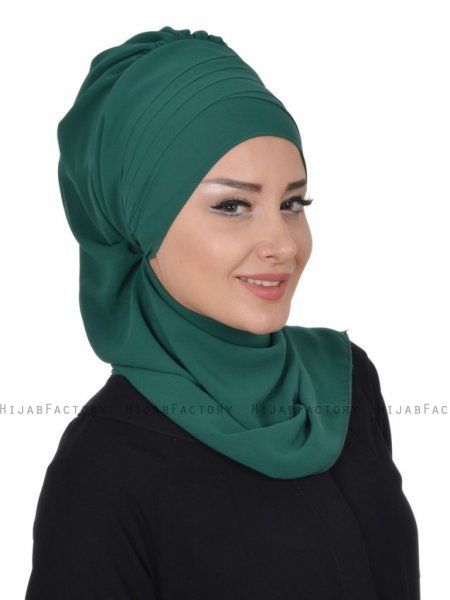 Zoe Mörkgrön Chiffon Turban Ayse Turban 322815-3