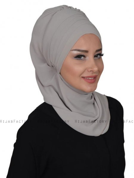 Zoe Taupe Chiffon Turban Ayse Turban 322803b